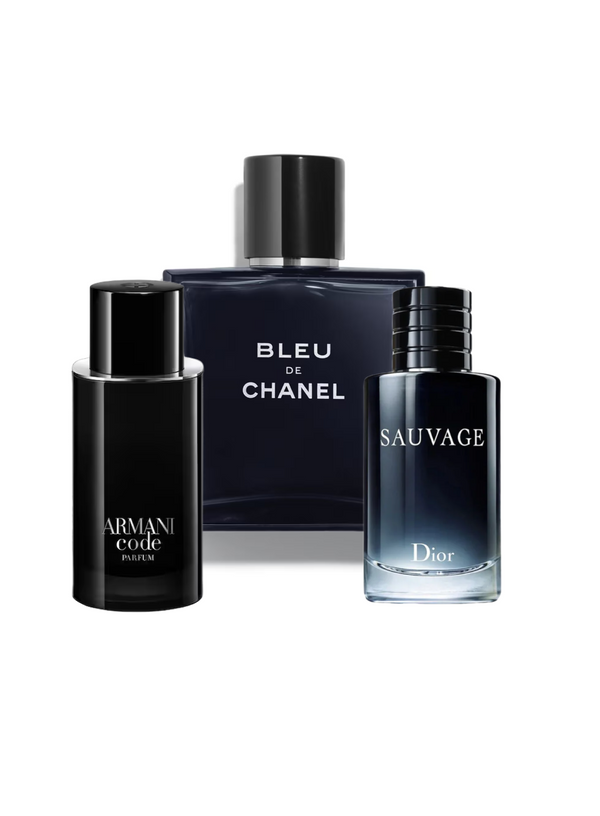 Christian Dior Sauvage Eau De Parfum + Bleu De Chanel + Armani Code